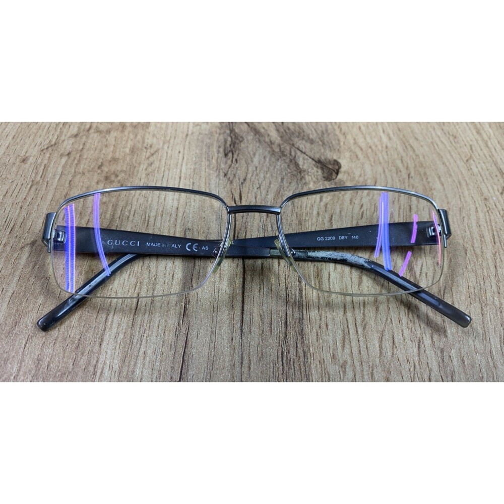 Gucci Eyeglasses Frames Only Made In Italy GG2209 D8Y 140 53 16 3-1 Metal Silver